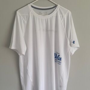 Under Armour White Short Sleeve Performance Shirt with Blue Accents